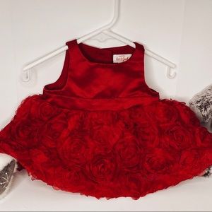 Cat & Jack Red Roses Sleeveless Dress Size NB